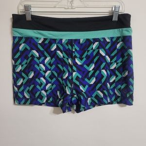GEOMETRIC AEROPOSTLE WOMEN'S SWIM SHORTS SIZE XL NAVY TEAL WHITE AND BLACK